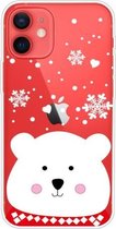 Christmas Series Clear TPU beschermhoes voor iPhone 12 mini (Chubby White Bear)