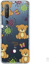 Voor Xiaomi Mi 10 Pro 5G schokbestendig geverfd transparant TPU beschermhoes (kleine bruine beer)