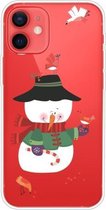 Trendy Cute Christmas Patterned Case Clear TPU Cover Phone Cases Voor iPhone 12 mini (Birdie Snowman)