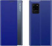 Voor Samsung Galaxy Note20 Ultra zijruit-display met magnetische zuiging / beugel / slaapfunctie / gewoon leer + pc flip-telefoonhoes (hemelsblauw)