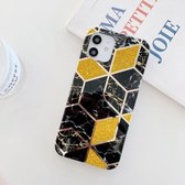 Glitterpoeder gegalvaniseerd marmer TPU telefoonhoesje voor iPhone 12 mini (zwart)