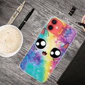 Schokbestendig geverfd transparant TPU-beschermhoesje voor iPhone 12/12 Pro (Starry Cute Cat)