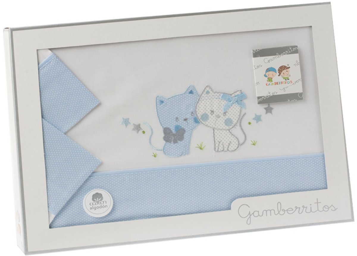 Gamberritos Lakenset Ledikant Katjes Katoen Blauw 3-delig