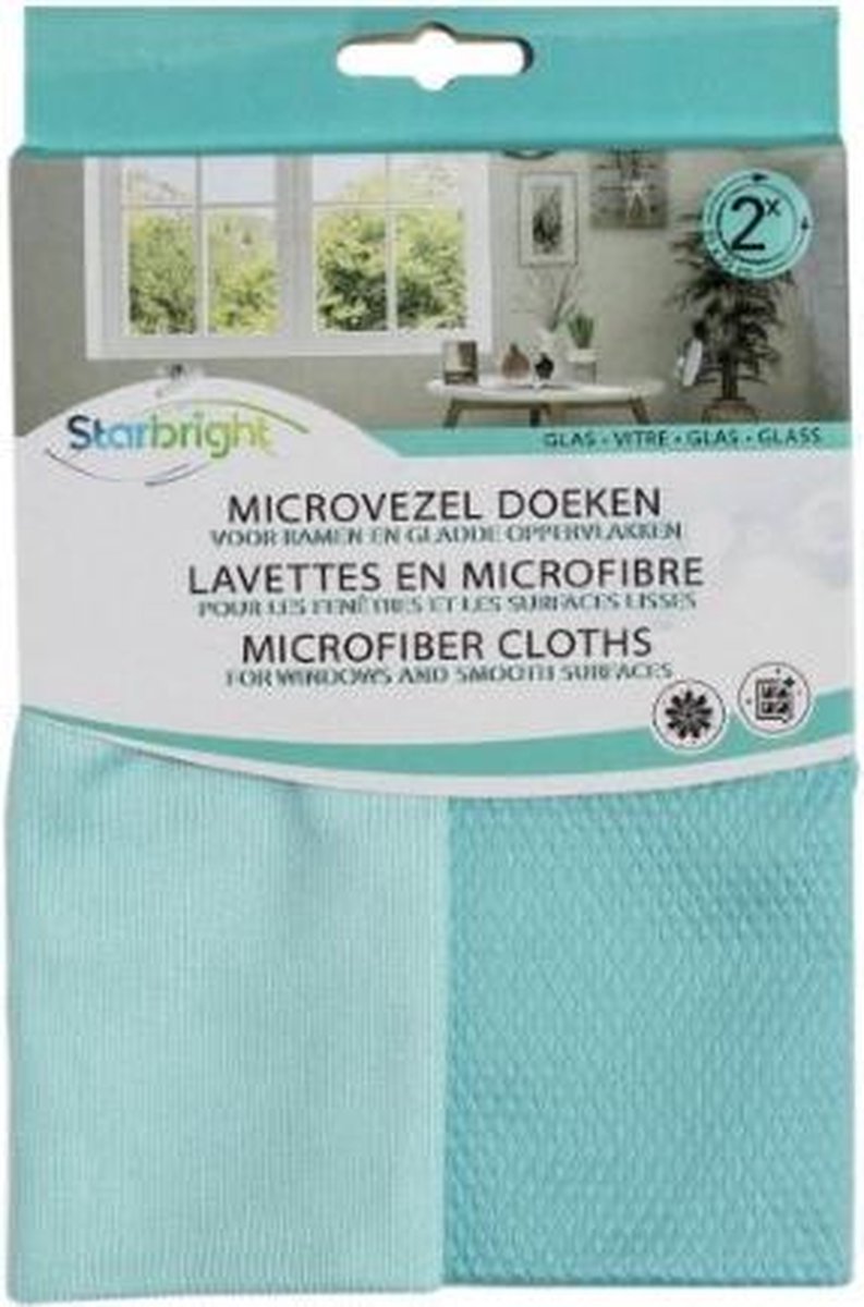 Goedkoopste Starbright Poetsdoek Microvezel 35 X 35 Cm Blauw 2 Stuks