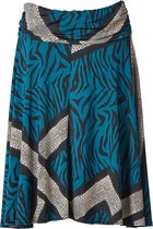 Dames tricot rok blauw tijgerprint a-lijn | Maat Onze size (XS-XL)