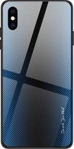 Voor iPhone XS Max Texture Gradient Glass-beschermhoes (blauw)