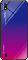 Voor Galaxy A10 Gradient Color Glass Case (rood blauw)