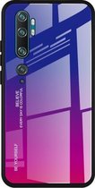 Voor Xiaomi Mi CC9 Pro Gradient Color Glass Case (rood blauw)