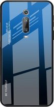 Voor Xiaomi Redmi K20 / K20 Pro / Mi 9T / Mi 9T Pro Gradient Color Glass Case (blauw)