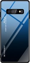 Voor Galaxy S10 Gradient Color Glass Case (blauw)