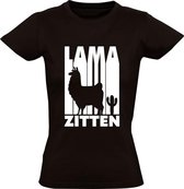 Lama Zitten Dames t-shirt | laat maar zitten | schijt aan | boeiend | Zwart