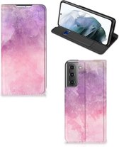 Leuk Telefoonhoesje Geschikt voor Samsung Galaxy S21 FE Bookcase Cover Pink Purple Paint