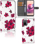 Mobiel Hoesje Xiaomi Redmi Note 10S | 10 4G | Poco M5s Book Case Blossom Red