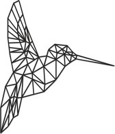 Hout-Kado - Kolibrie - Large - Zwart - Geometrische dieren en vormen - Hout - Lasergesneden- Wanddecoratie