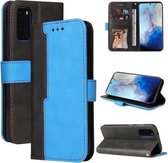 Voor Samsung Galaxy S20+ Zakelijke Stiksels-Kleur Horizontale Flip PU Lederen Case met Houder & Kaartsleuven & Fotolijst (Blauw)
