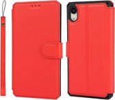 Effen textuur horizontale flip PU lederen tas met houder & kaartsleuven & fotolijst & portemonnee & riem voor iPhone XR (rood)