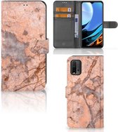 Wallet Book Case Xiaomi Redmi 9T | Poco M3 Telefoon Hoesje Marmer Oranje