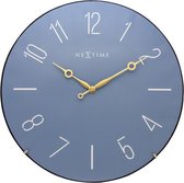 NeXtime Trendy Dome - Klok - Stil Uurwerk - Glas -Rond - Ø 35 cm - Blauw