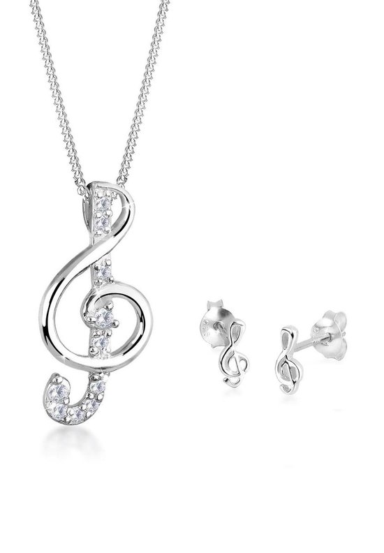 Elli Dames Sieraden Set Dames Kloof Hanger Klassieker met Kubieke Zirconia Kristallen in 925 Sterling Zilver