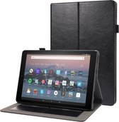 Voor Amazon Kindle Fire HD 10 2021 Business Horizontale Flip PU Lederen Case met Twee-Opvouwbare Houder & Kaartsleuven & Pen Slot (Zwart)