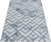 Modern Tapijt Met Marmer Triple Square Design Grijs-Zilver kleuren