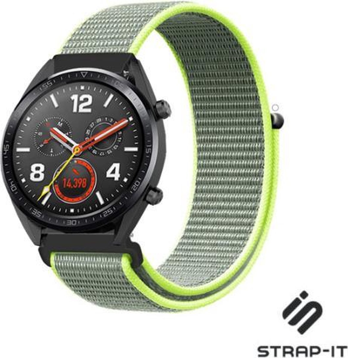 Strap-it Huawei Watch GT nylon band - fluoriserend - 46mm | bol.com