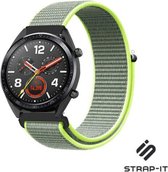 Nylon Smartwatch bandje - Geschikt voor  Huawei Watch GT nylon band - fluoriserend - 46mm - Strap-it Horlogeband / Polsband / Armband