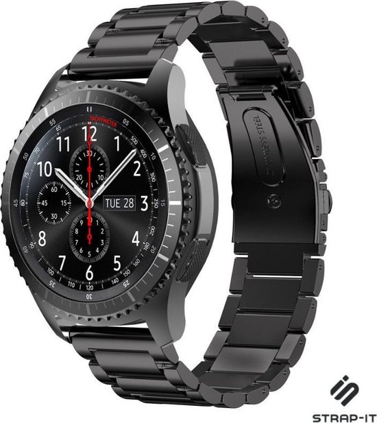 Strap-it® Samsung Galaxy Watch stalen band 45mm / 46mm - zwart | bol.com