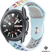 Strap-it Siliconen sport bandje - geschikt voor Samsung Galaxy Watch 3 45mm / Galaxy Watch 1 46mm / Gear S3 Classic & Frontier - lichtblauw/kleurrijk