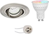 Mi-Light MiBoxer - LED Spot Set GU10 - Smart LED - Wifi LED - Slimme LED - 4W - RGB+CCT - Aanpasbare Kleur - Dimbaar - Pragmi Alpin Pro - Inbouw Rond - Mat Nikkel - Kantelbaar - Ø92mm - BSE