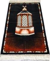 Gebedskleed: Zwarte gebedsmat met witte Maqām Ibrāhīm motief