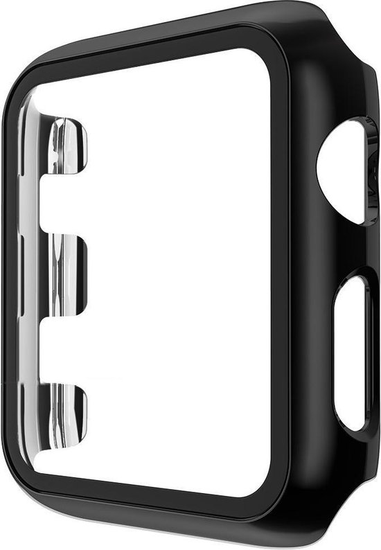 Hoesje geschikt voor Apple Watch 38MM - Bumper hoesje - Screenprotector - TPU - Zwart