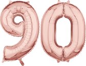Helium cijfer ballonnen 90  rosé goud.