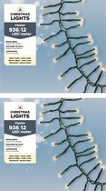 Set van 2x stuks clusterverlichting warm wit buiten 936 lampjes - Kerstverlichting - Boomverlichting/feestverlichting lichtsnoeren
