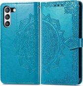 Samsung Galaxy S21 FE Hoesje - Mobigear - Mandala Serie - Kunstlederen Bookcase - Turquoise - Hoesje Geschikt Voor Samsung Galaxy S21 FE