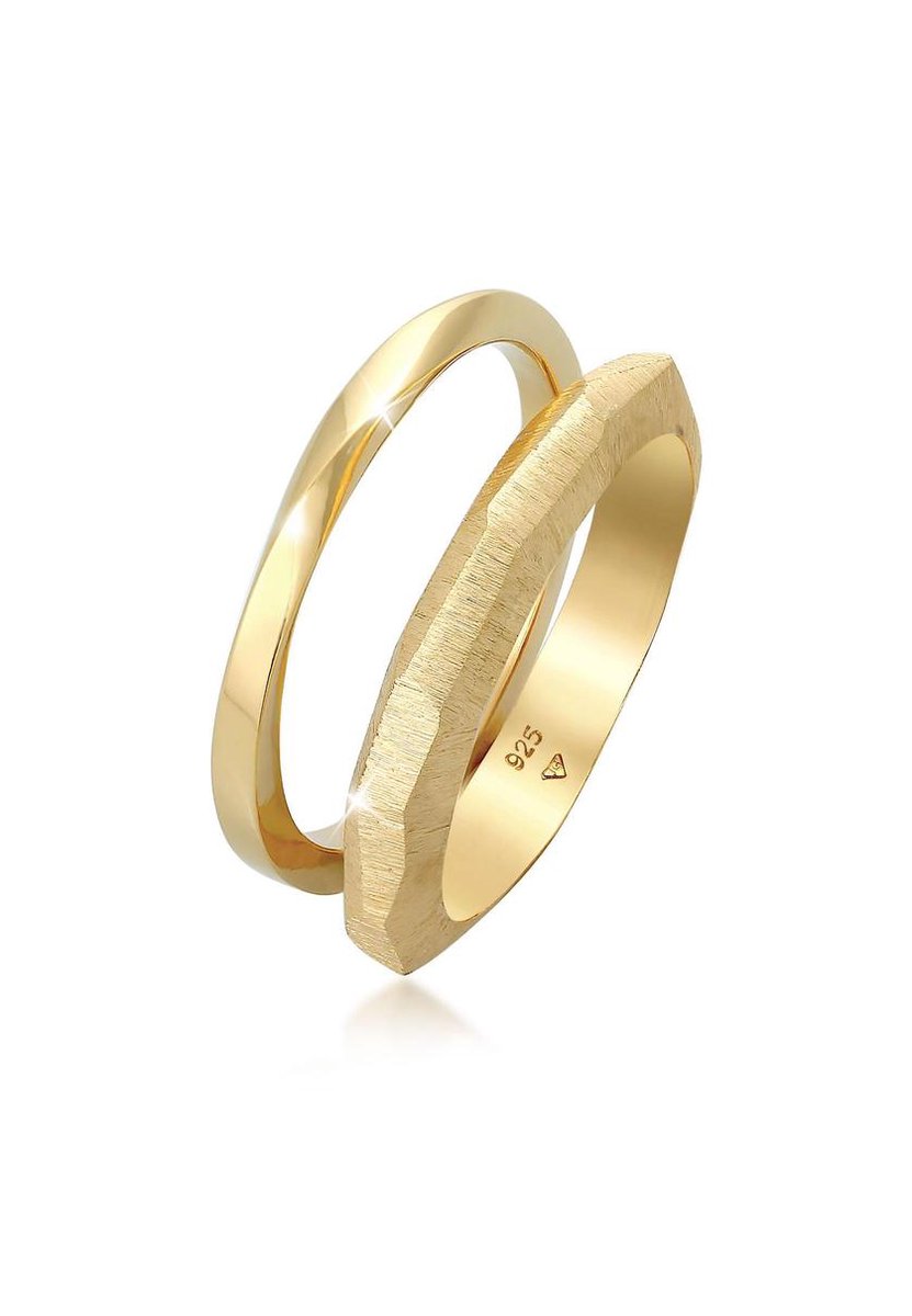 Elli PREMIUM - Ring - Damesring Duo Basis Gedraaide Structuur Trend in 925 Sterling Zilver - Dames
