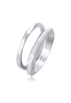 Elli PREMIUM Dames Ring Damesring Duo Basis Gedraaide Structuur Trend in 925 Sterling Zilver