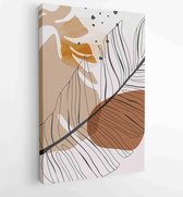 Botanical wall art vector set. Golden foliage line art drawing with watercolor 1 - Moderne schilderijen – Vertical – 1931500529 - 50*40 Vertical