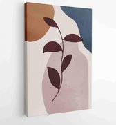 Earth tone background foliage line art drawing with abstract shape 4 - Moderne schilderijen – Vertical – 1928942378 - 80*60 Vertical