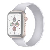 Voor Apple Watch Series 5 en 4 44 mm / 3 en 2 en 1 42 mm effen kleur elastische siliconen vervangende polsband horlogeband, maat: M 143 mm (wit)