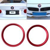 2 Stks / set Zinklegering Stuurwiel Decoratie Ring Sticker Logo Auto Styling Modificatie Auto Voor Logo Ring Decoratie Achter Cover Trim Kap Embleem Ringen voor BMW 3 Serie (rood)