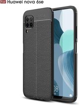 Voor Huawei Nova 6 SE Litchi Texture TPU schokbestendig hoesje (zwart)