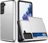 Voor Samsung Galaxy S21 + 5G schokbestendige beschermhoes met kaartsleuf (wit)