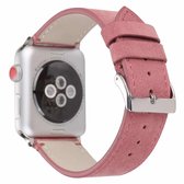 Frosted lederen horlogeband voor Apple Watch Series 6 & SE & 5 & 4 44 mm / 3 & 2 & 1 42 mm (roze)