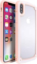 Voor iPhone X / XS snoepkleurige TPU transparante schokbestendige behuizing (roze)