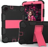 Voor Samsung Galaxy Tab A 8.4 (2020) Schokbestendige tweekleurige siliconen beschermhoes met houder (zwart + roze)