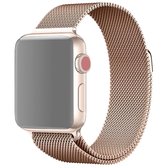 Voor Apple Watch Series 5 & 4 44mm / 3 & 2 & 1 42mm Milanese lus magnetische roestvrijstalen horlogeband (Champagne goud)