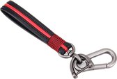 Lederen band + metalen gesp Sleutelhanger eenvoudige stijl sleutelhanger (rood)