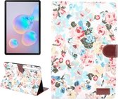 Voor Samsung Galaxy Tab S7 + / T970 Bloem Doek Textuur PC Horizontale Flip Lederen Beschermhoes met Houder & Kaartsleuven & Portemonnee & Fotolijst & Slaap / Wekfunctie (Wit)