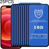 25 PCS 9H 10D volledig scherm gehard glas displayfolie voor iPhone 12 mini (zwart)